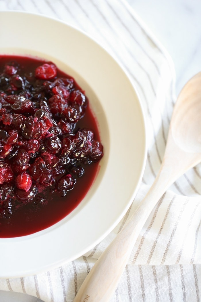 Close up of the cranberry sauce