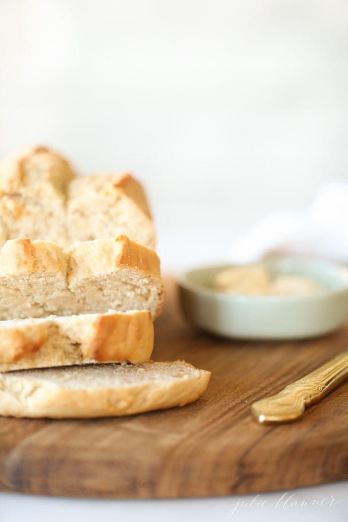 sliced honey beer bread loaf