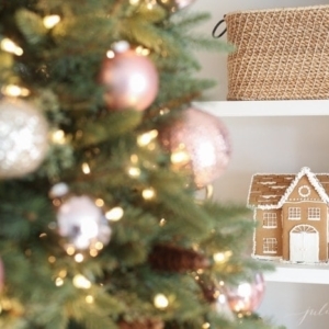 Christmas decorations | pink ornaments, gingerbread houses nostalgia and whimsical