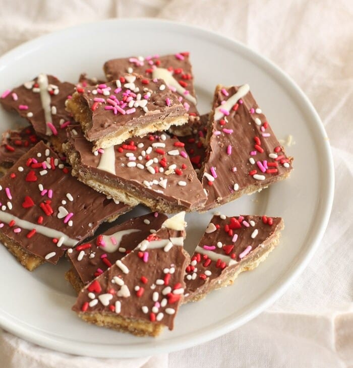 sprinkled toffee Valentine's Day candy recipe