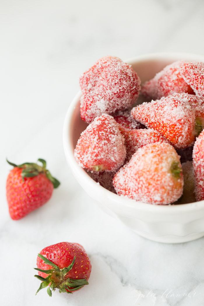Close up of sugar coated strawberries