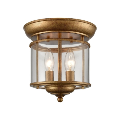 A gold flush mount lantern ceiling light.
