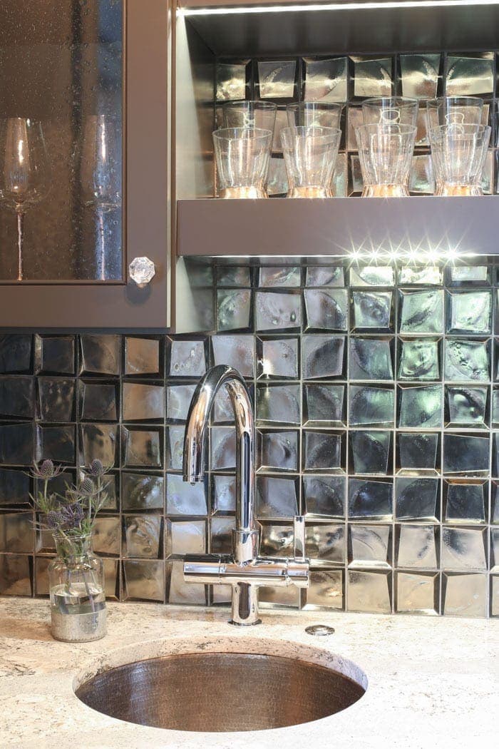 chilled and sparkling water faucet in a newly renovated bar area of an old home