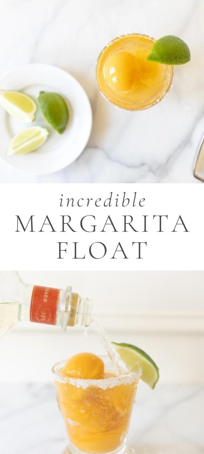 margarita float with limes in plate
