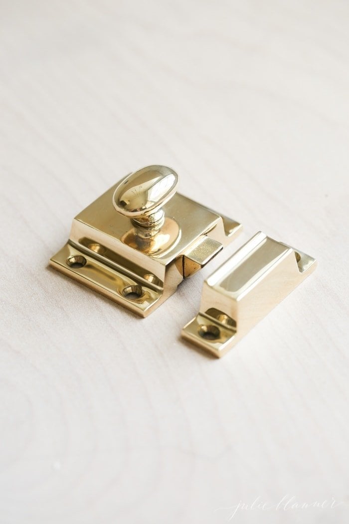 unlacquered brass cabinet latch
