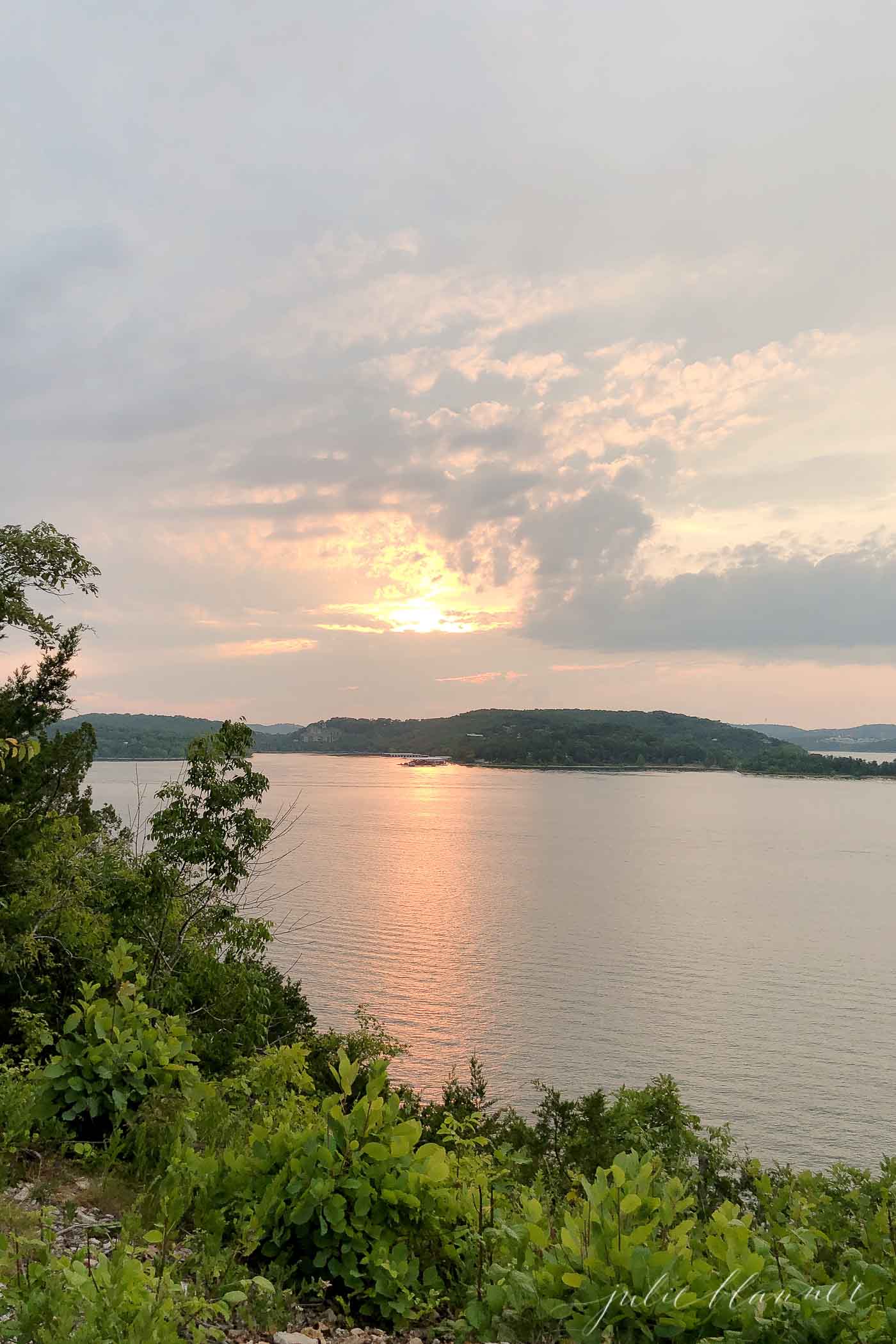 sunset in branson mo over Table Rock Lake