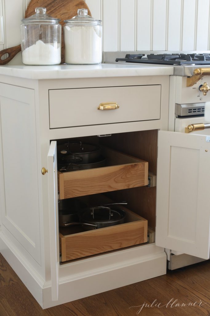 cabinet pullouts to store pots and pans