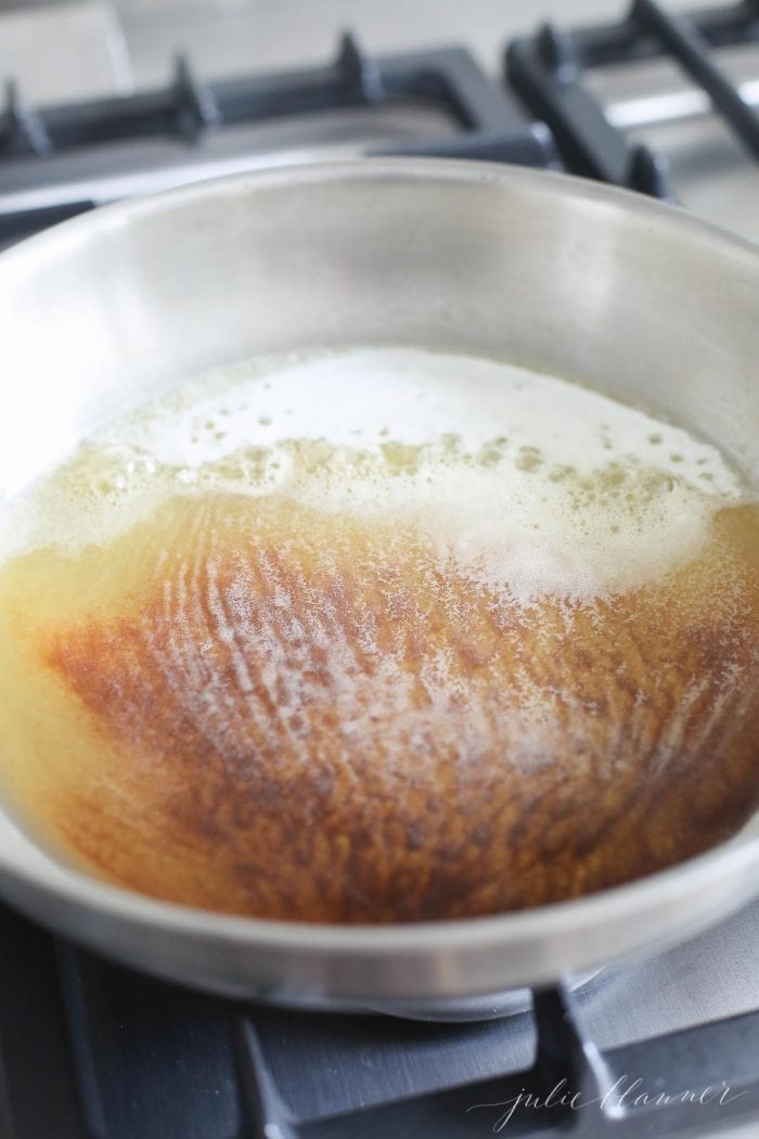 Browned butter in a pan