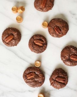 chocolate turtle cookies stuffed with caramel