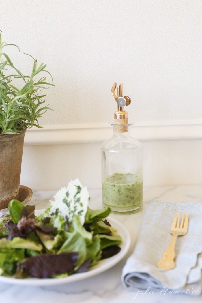 How to make a homemade herb vinaigrette dressing. A flavorful and easy salad dressing that can be prepared in just a minute.