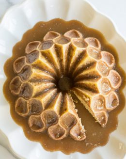 brown sugar bundt cake recipe with salted caramel sauce