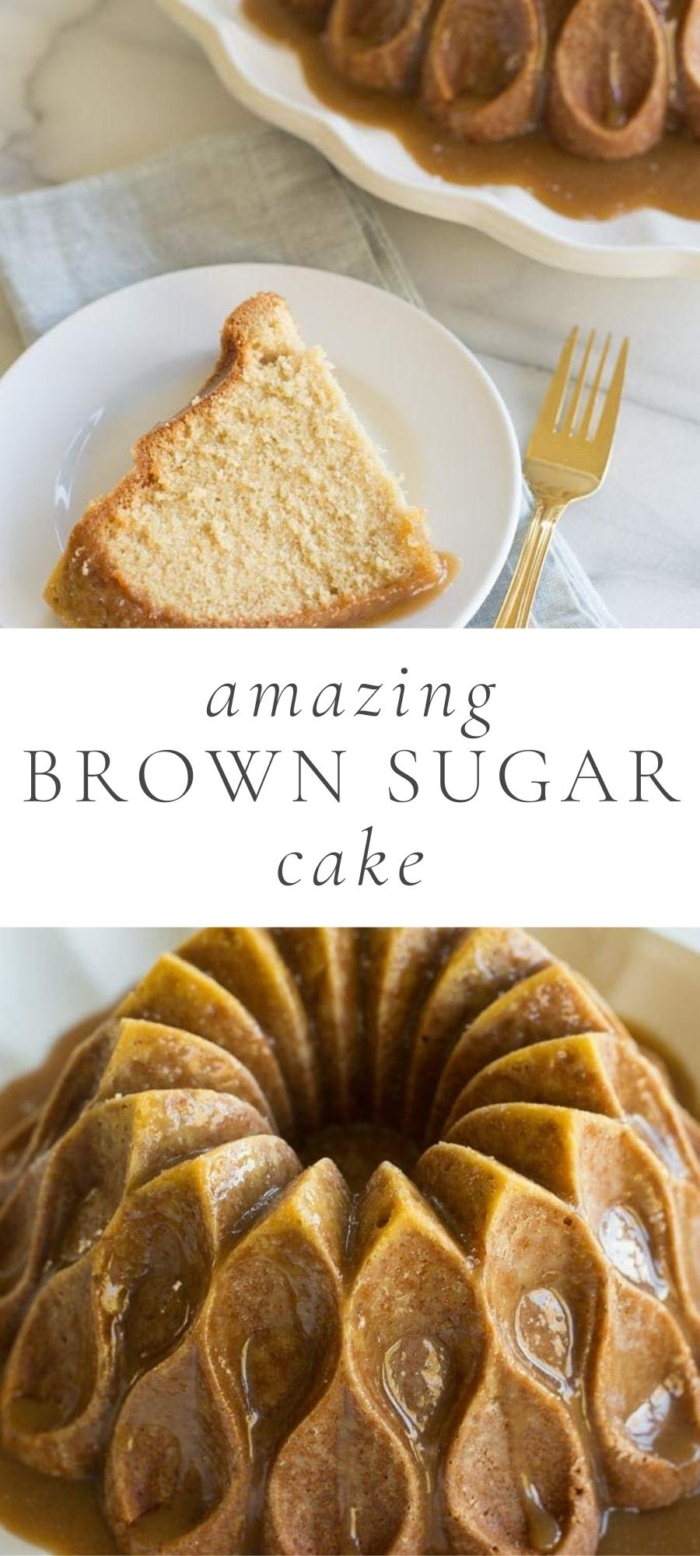 brown sugar pound cake in plate