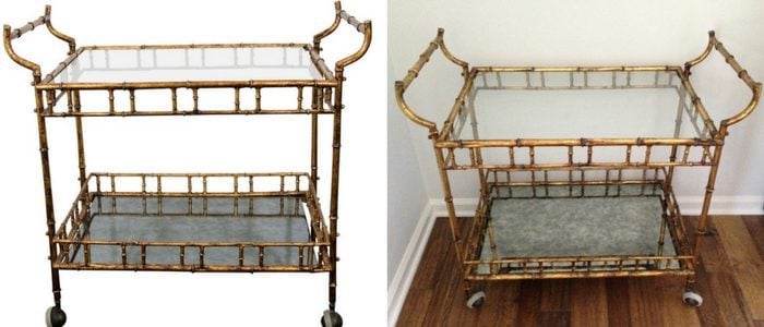 masion bagues bar cart, two images side by side. 