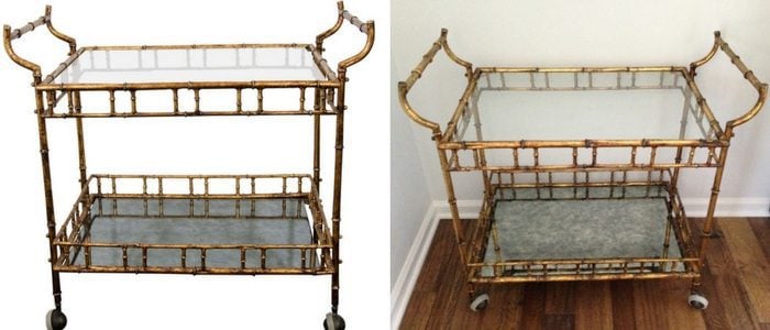 Italian Brass Faux Bamboo Bar Cart