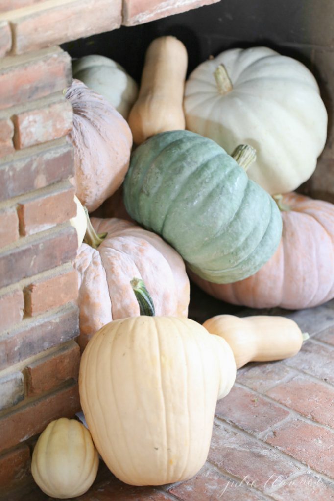 decorating with heirloom pumpkins