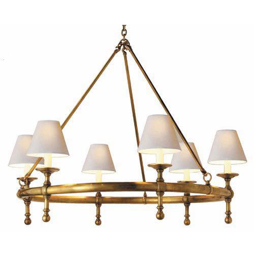 traditional brass chandelier with shades