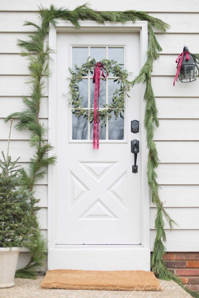 Christmas Door Decorations Wreaths, Ribbons, Garlands