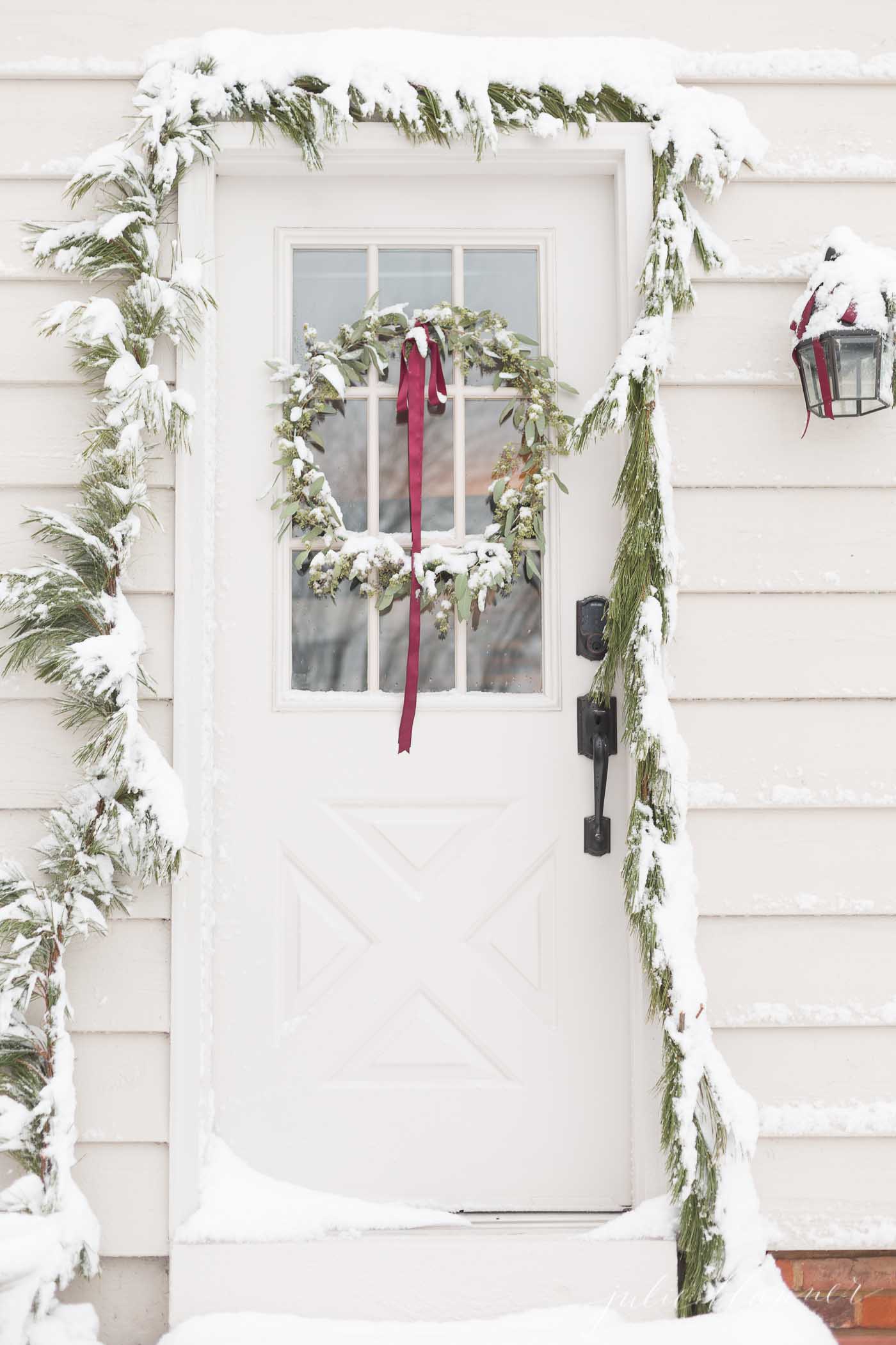 snowy christmas door decorations