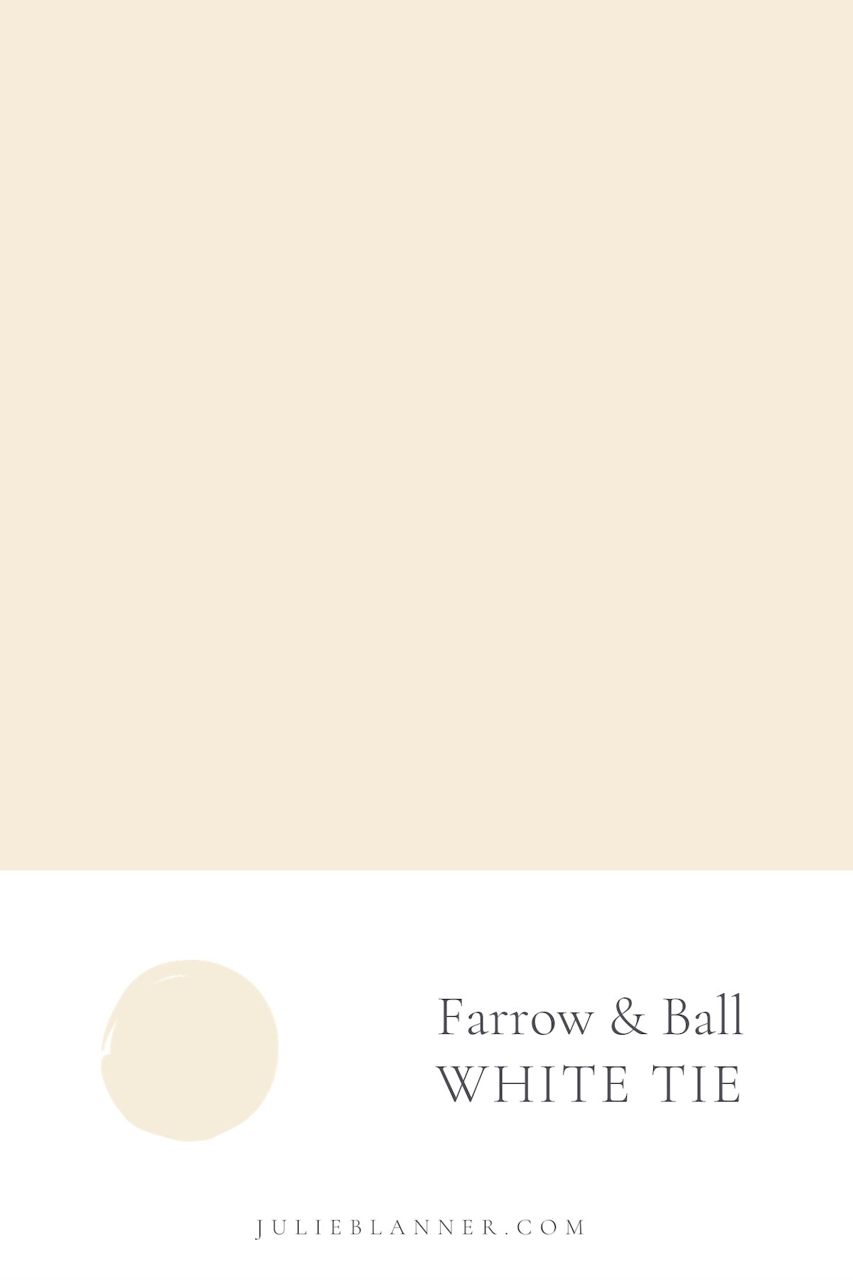 This description highlights the product "Farrow & Ball White Tie" emphasizing the keywords "White Tie.
