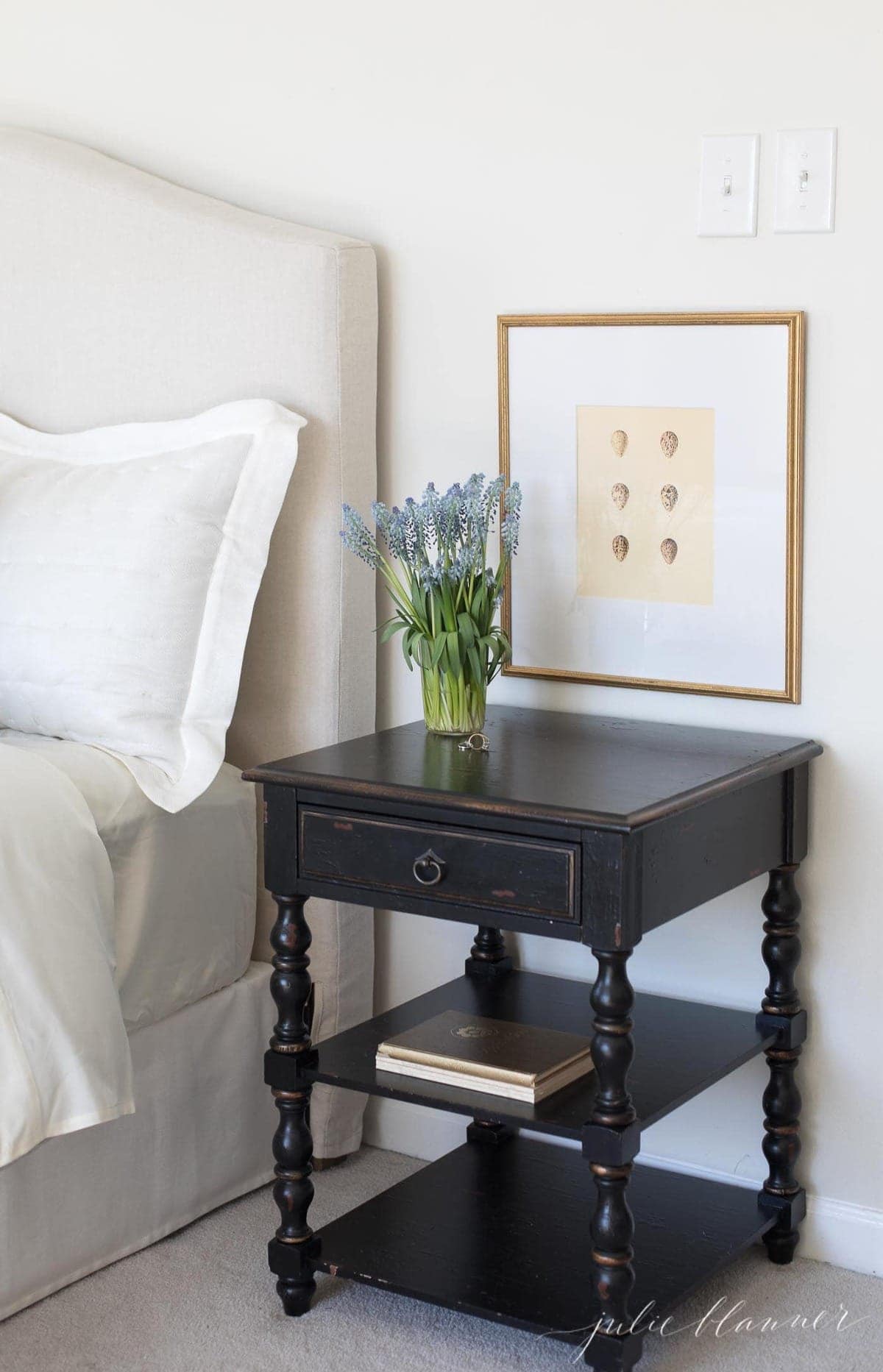 art over nightstand for a simple easter decorations idea