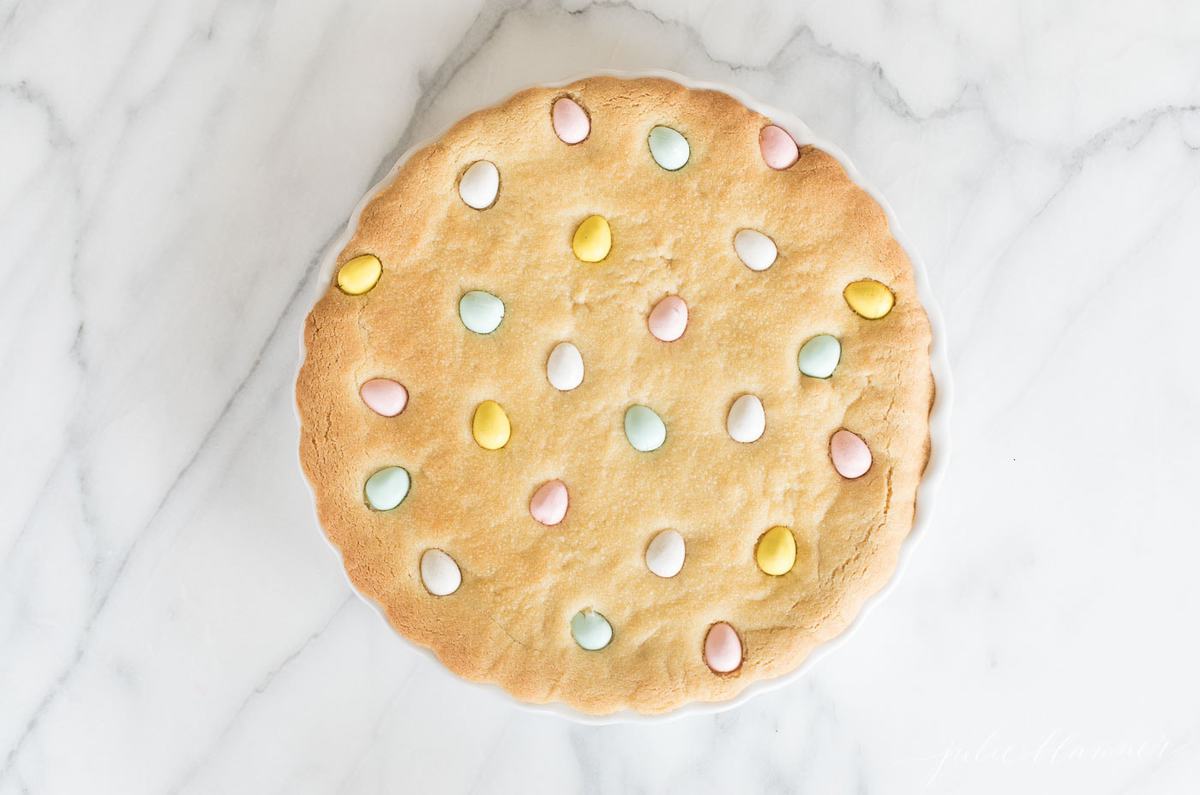 cadbury cookie cake with spring colors