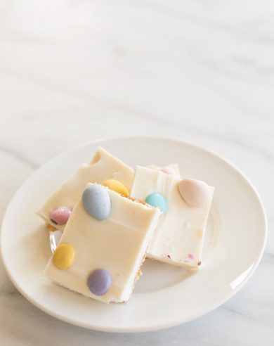 white chocolate toffee with easter candy