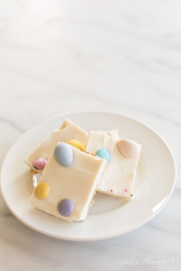 white chocolate toffee with easter candy