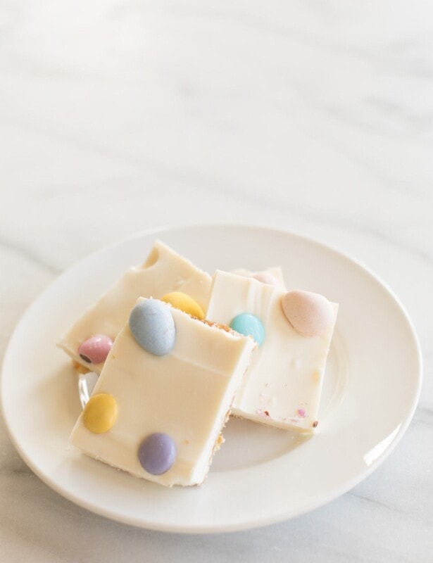 white chocolate toffee with easter candy