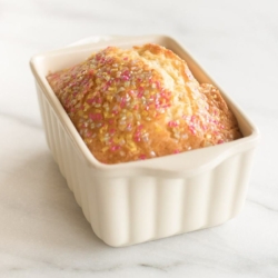 A miniature loaf of funfetti bread