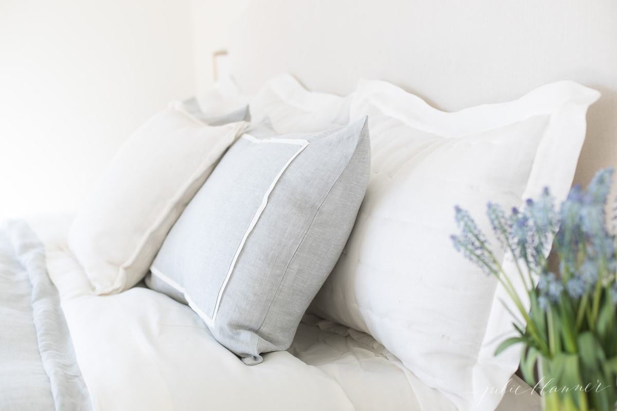 linen shams and bedding