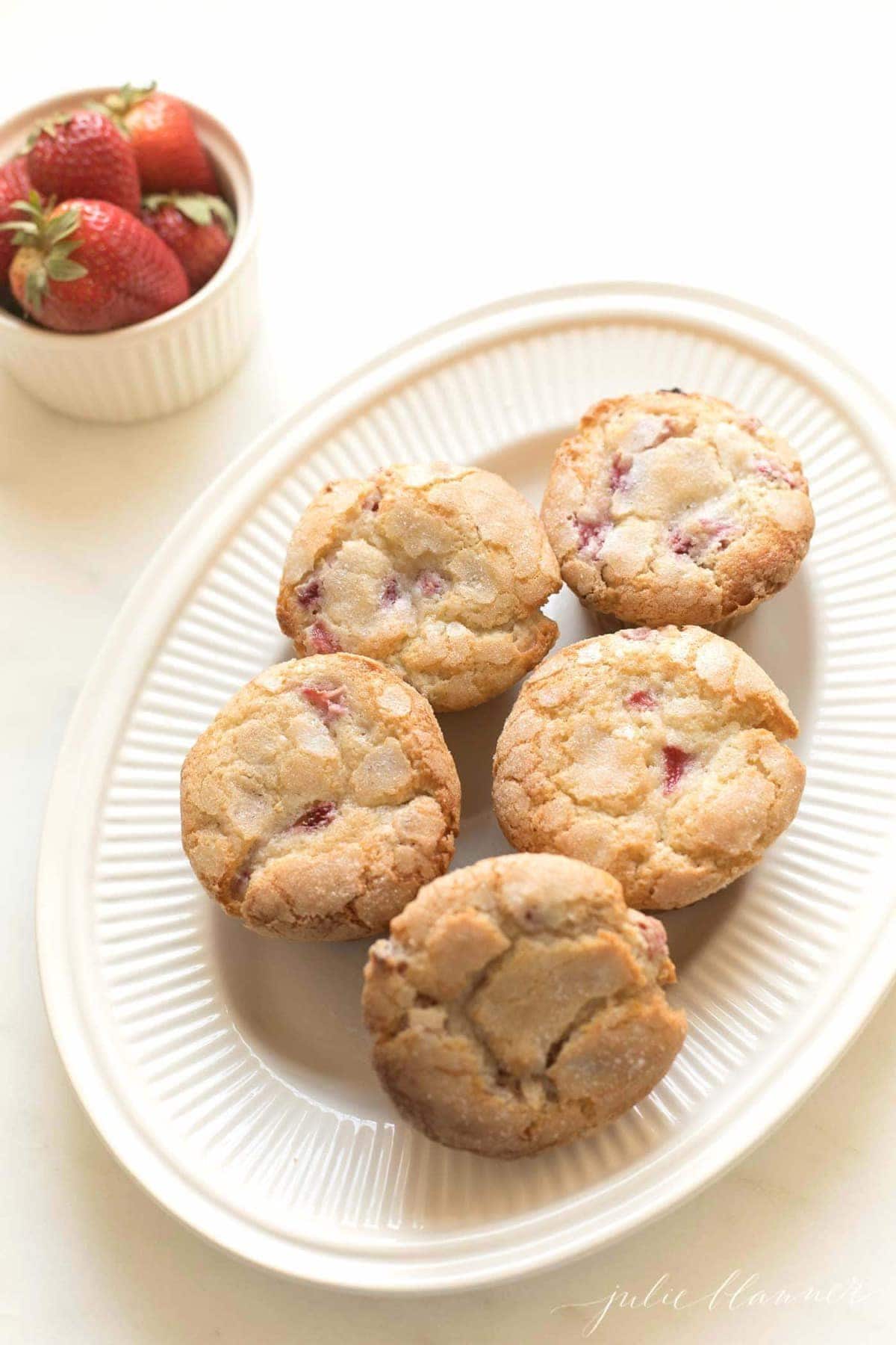 strawberry muffins on a platter