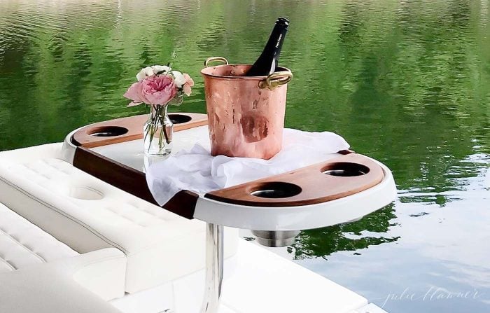 champagne on boat