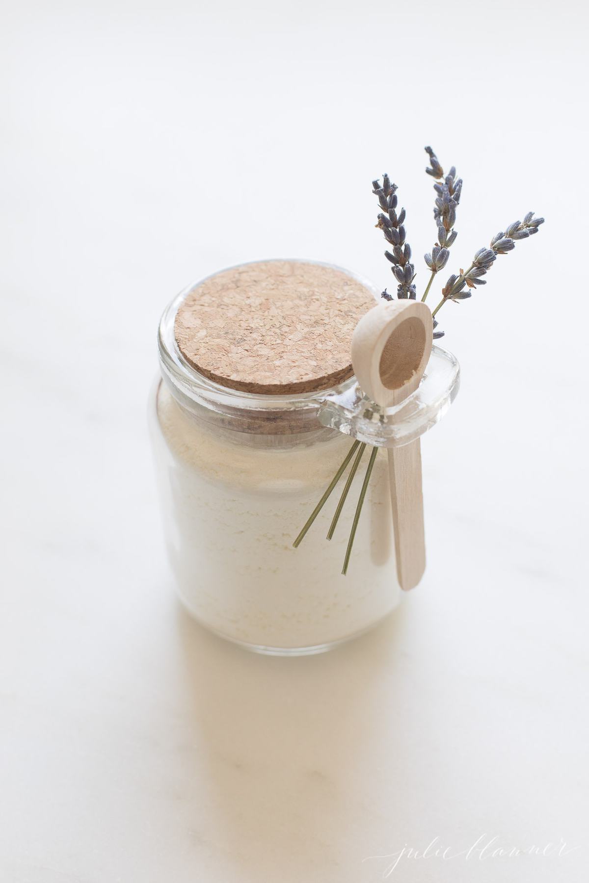 homemade bath recipe in glass jar with spoon