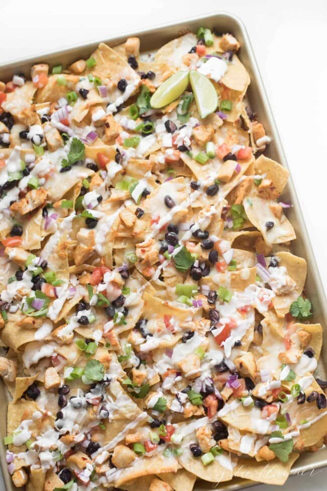 Chicken Nachos | Sheet Pan Chicken Nachos Recipe | Julie Blanner