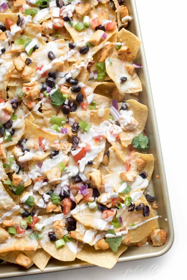 Chicken Nachos | Sheet Pan Chicken Nachos Recipe | Julie Blanner