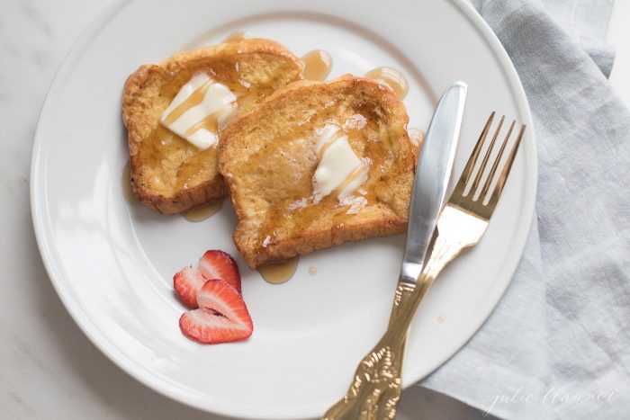 You wouldn't know by tasting it, but this is an incredibly Easy French Toast Recipe that is full of flavor. Get the secrets that make this easy French Toast so amazing!