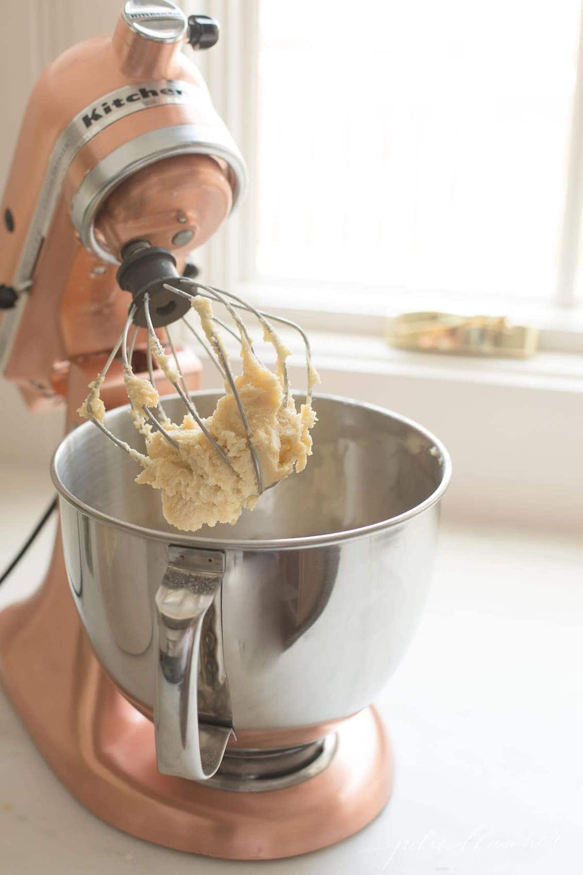 Mixing the dough in a stand mixer