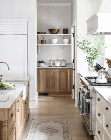 white and wood kitchen