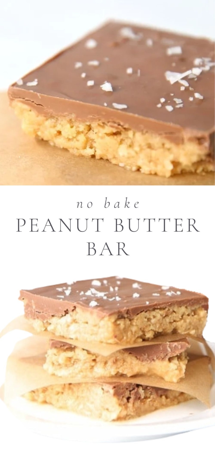 two pictures of peanut butter bars