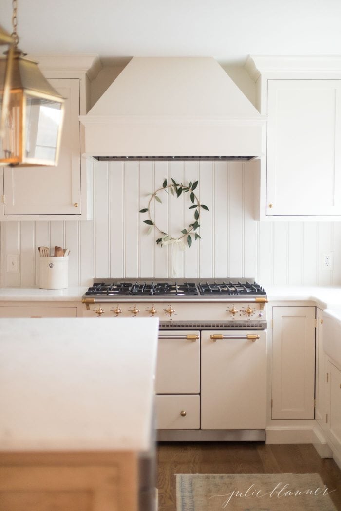 kitchen decorated for christmas