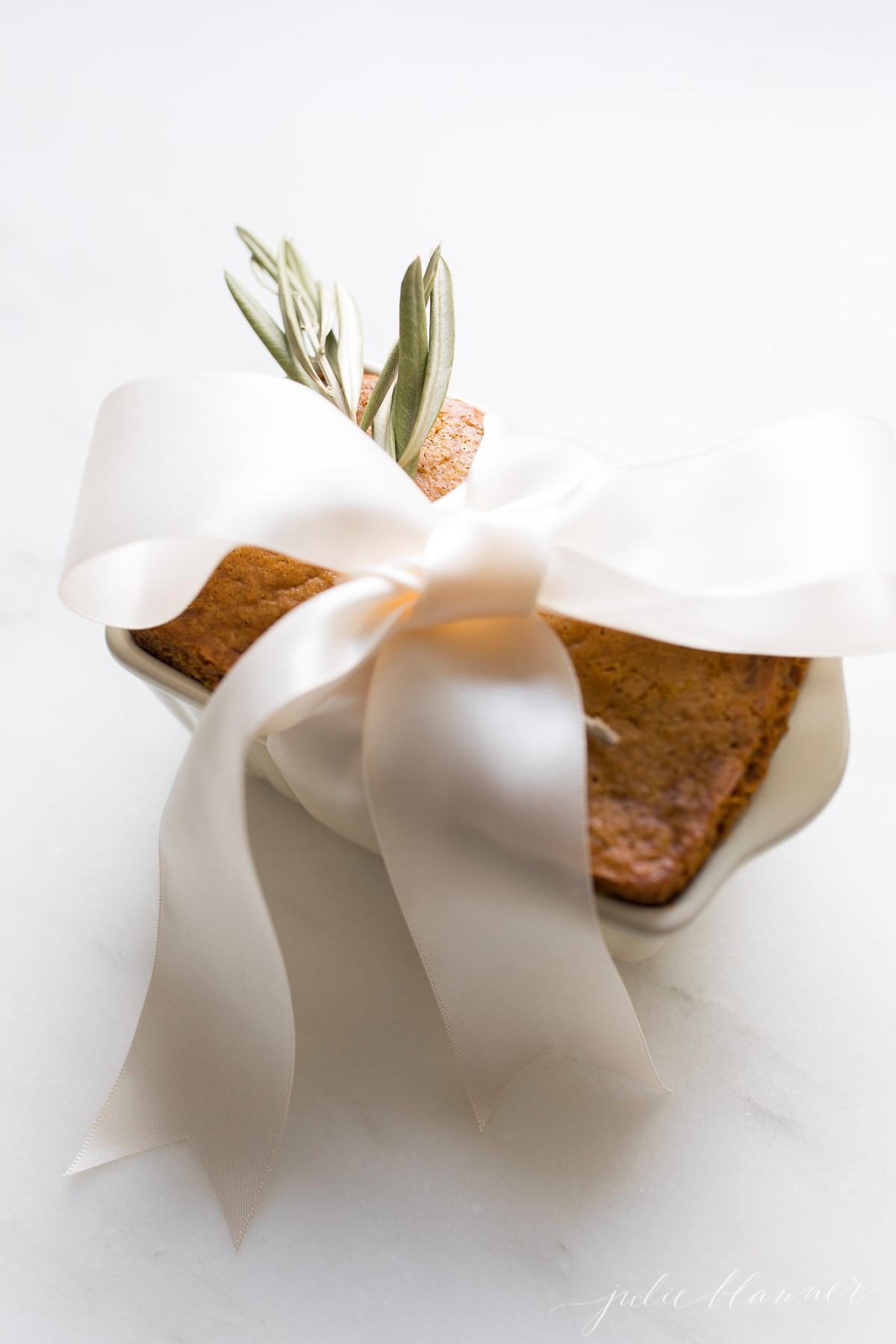 gift wrapped gingerbread loaf