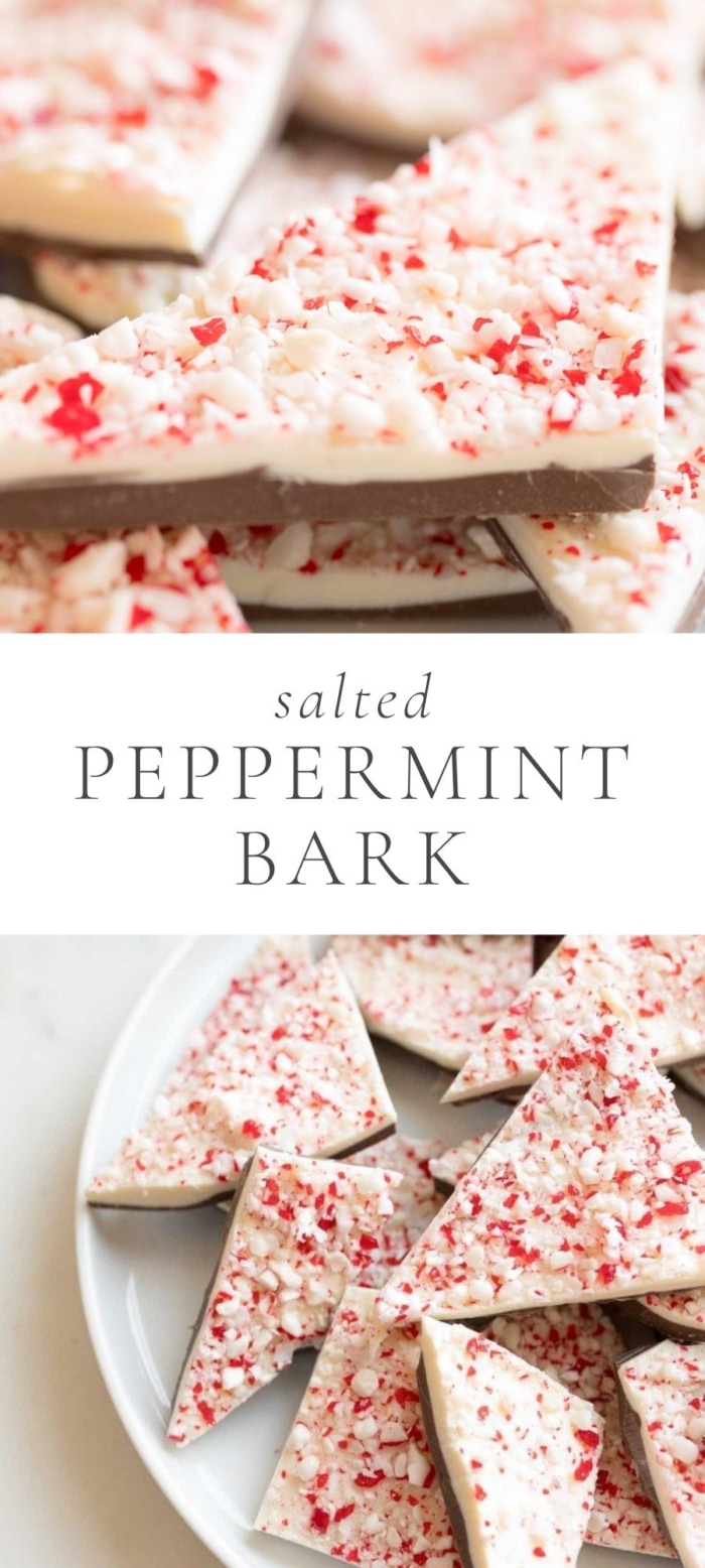 Salted Peppermint Bark in white plate