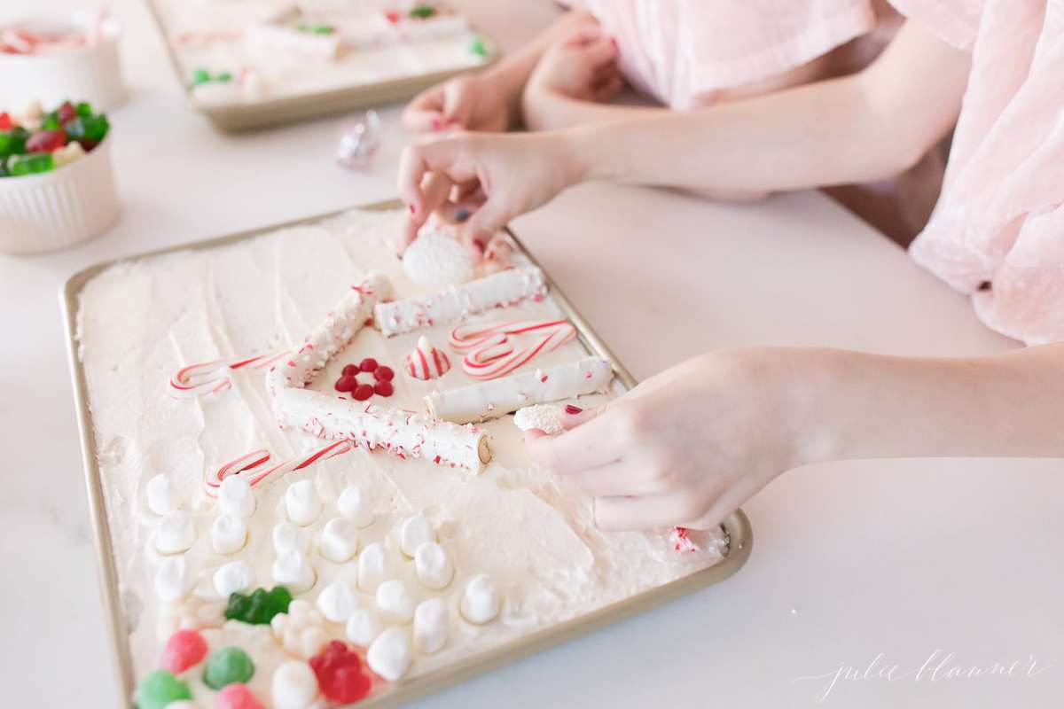 christmas tradition candy house cake
