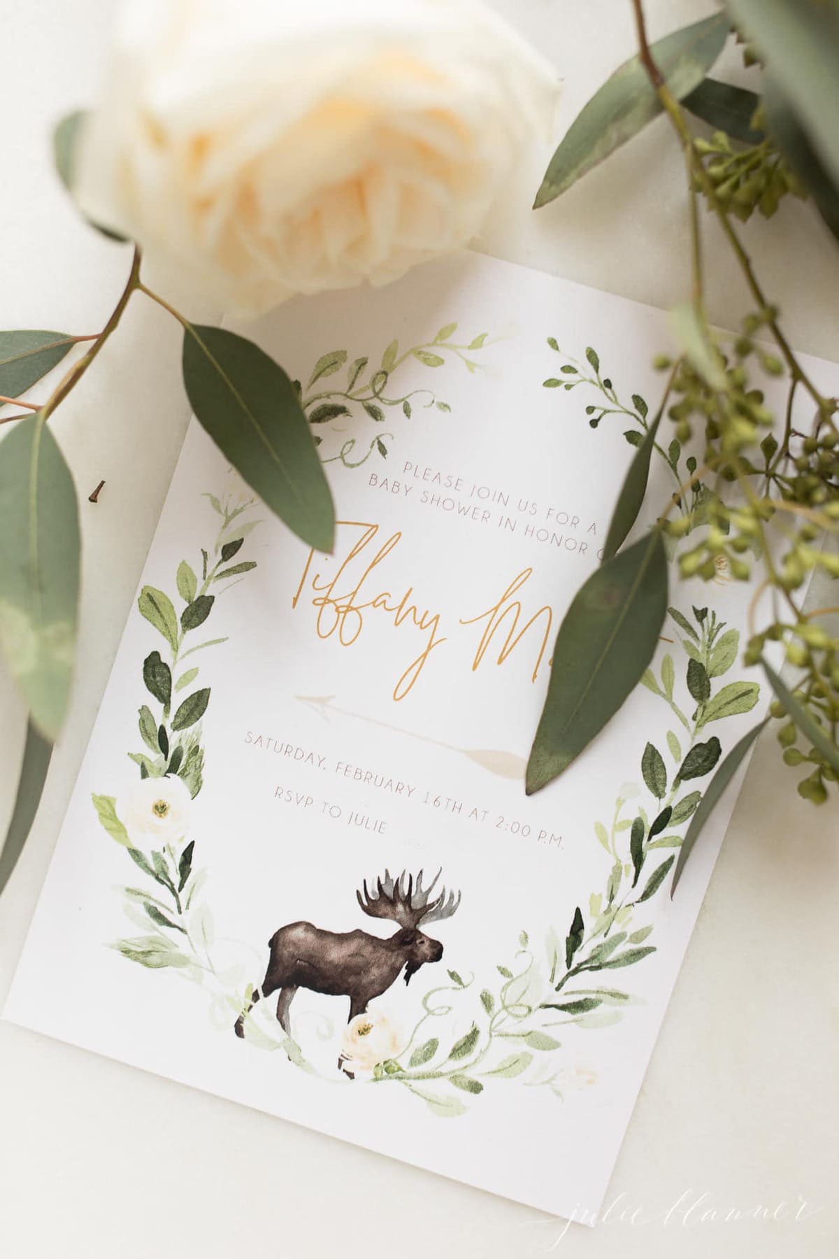 woodland themed baby shower invitations