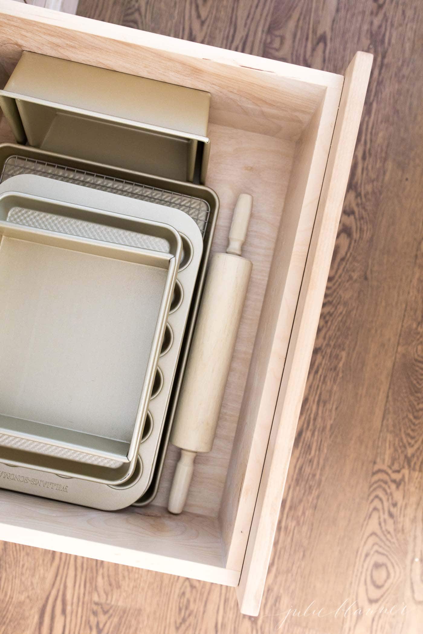 baking sheets in drawer