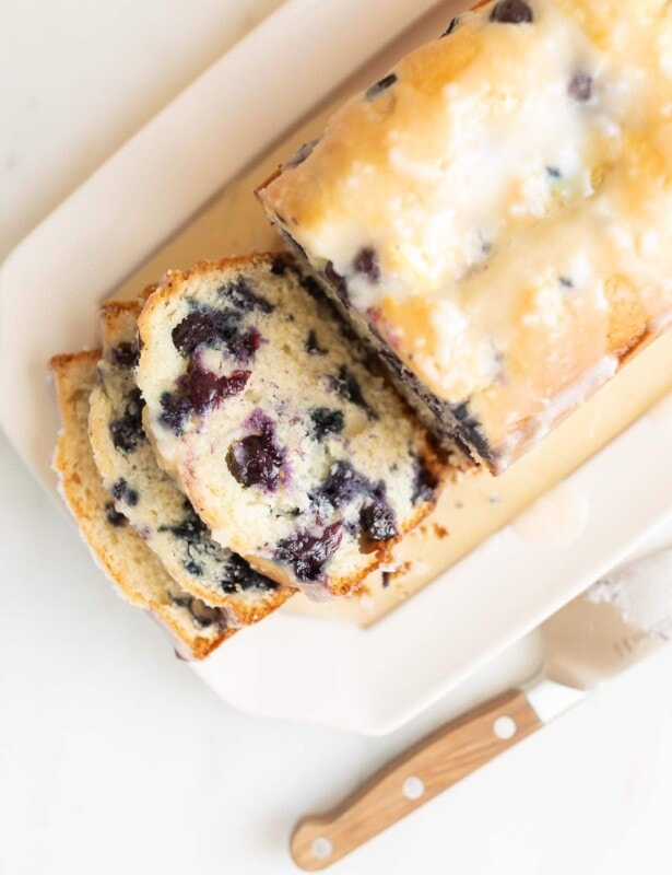 blueberry bread on a platter