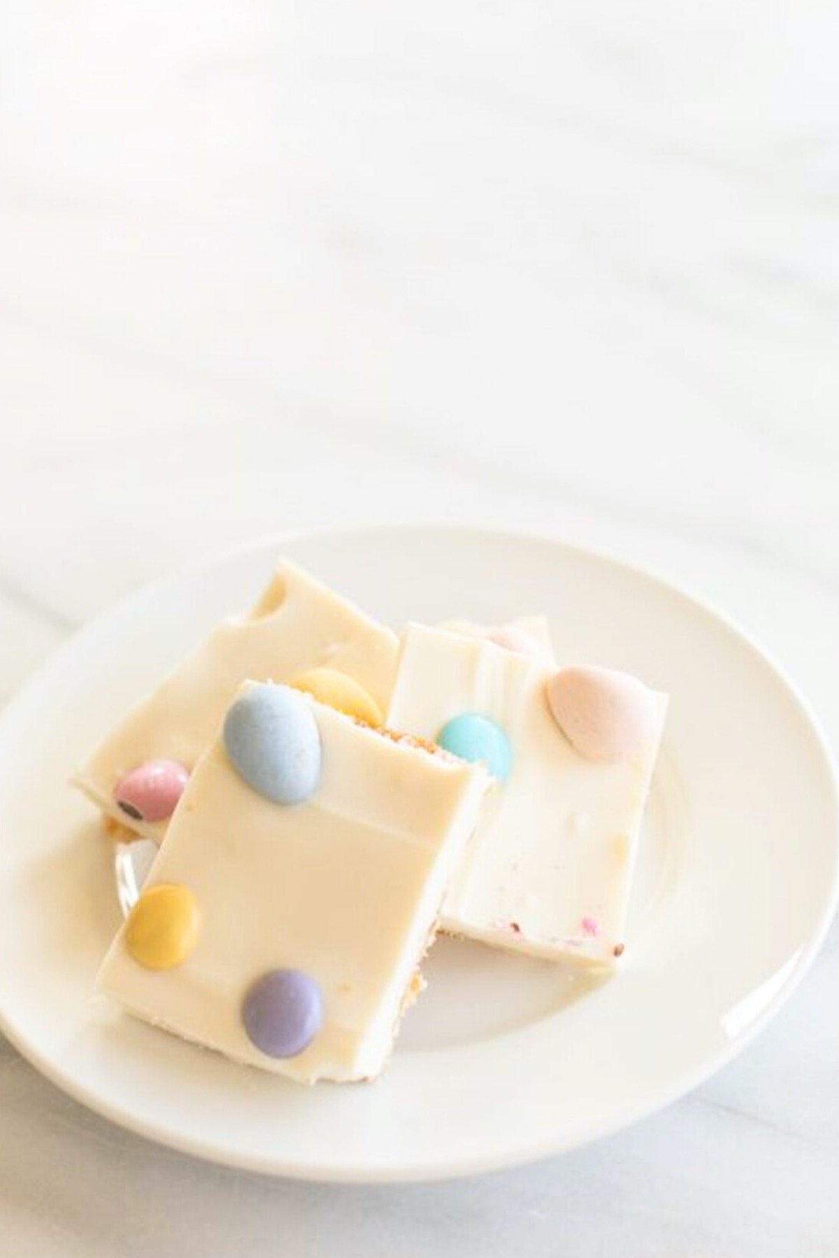 Easter toffee decorated with candy eggs