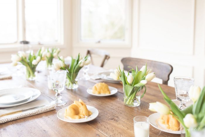 tulip centerpiece easter table setting