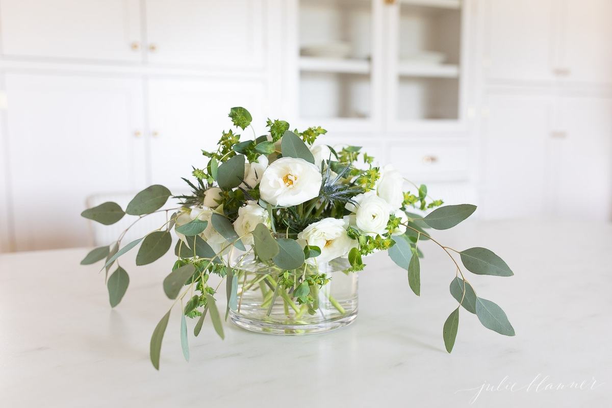 white ranunculus centerpiece