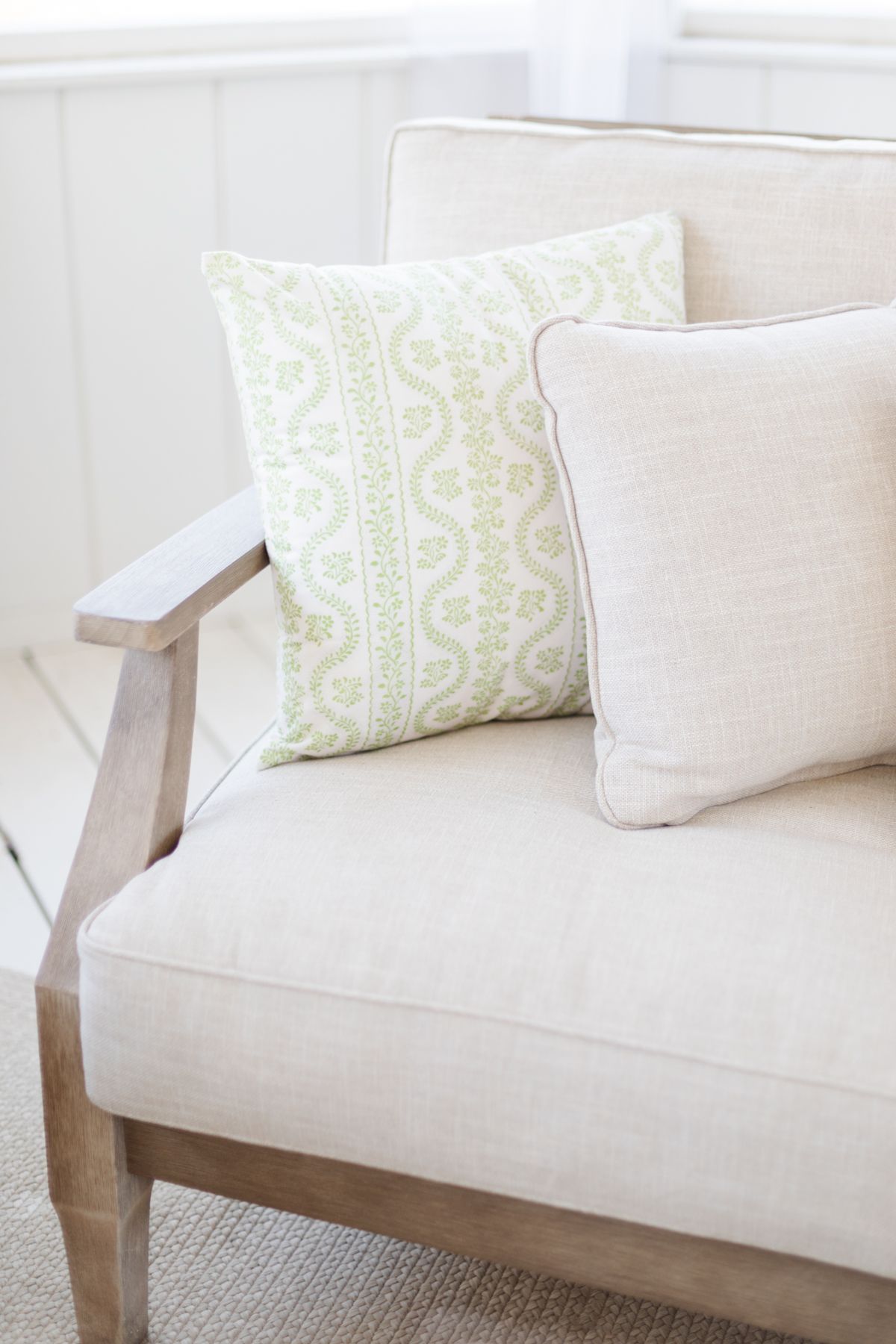 Green Pillow Combination Set, Beige Stripe Pillow, Block Print